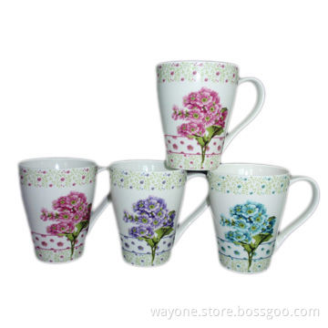 New Bone China Mugs, Fashion Shape, Flower Design, Suitable for Promotions
